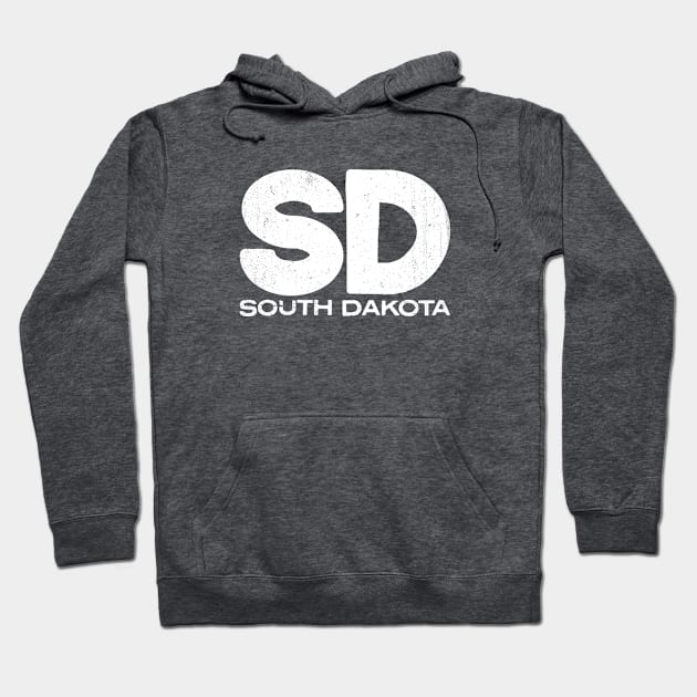 SD South Dakota Vintage State Typography Hoodie by Commykaze